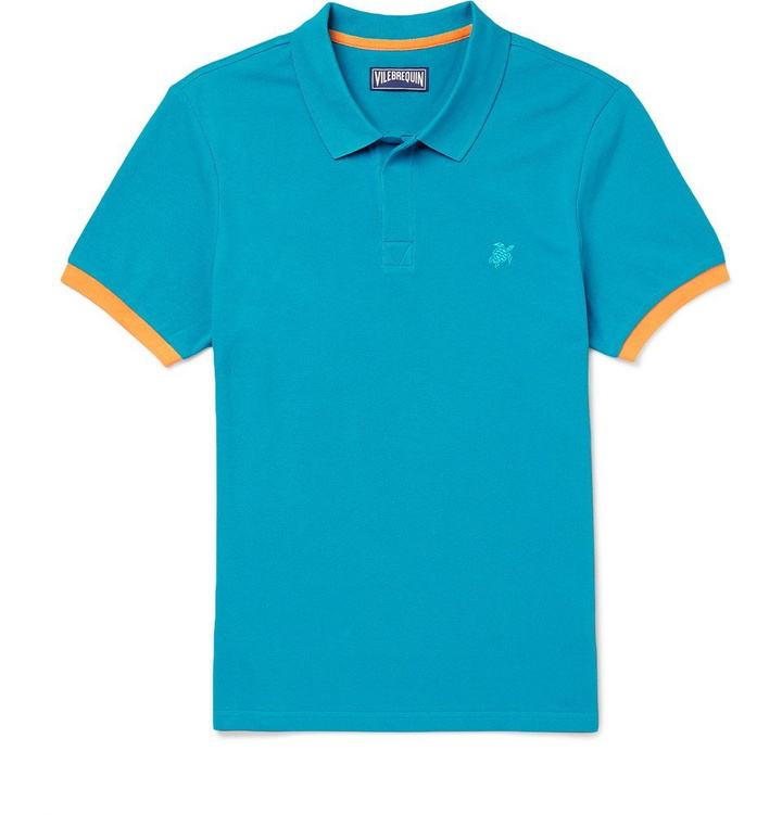 Photo: Vilebrequin - Palatin Contrast-Tipped Cotton-Piqué Polo Shirt - Men - Blue