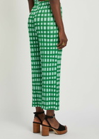 Pleats Please Issey Miyake Gingham Pleated Straight-leg Woven Cropped Trousers Green