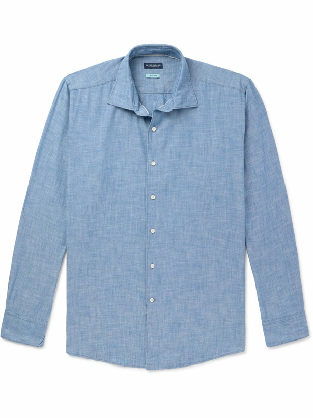 Photo: Peter Millar - Selvedge Cotton-Chambray Shirt - Blue