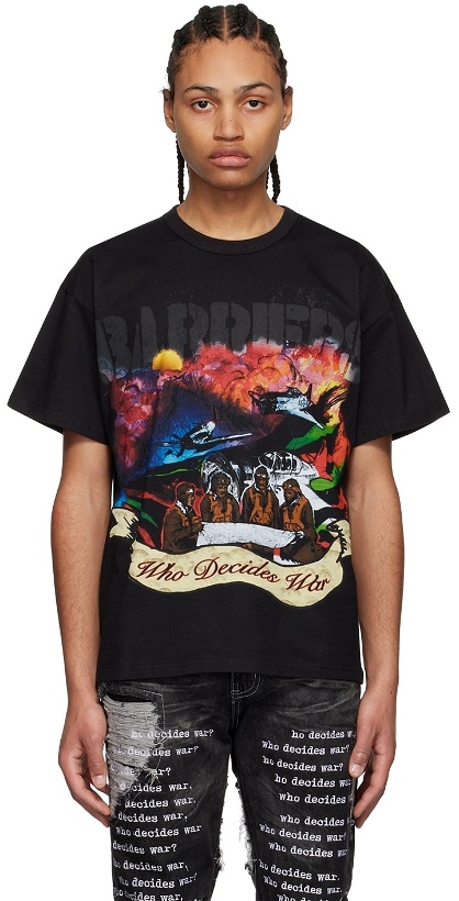 Photo: Who Decides War by MRDR BRVDO Black Barriers NY Edition Cotton T-Shirt