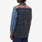 Beams Plus Men's Button Down Flannel Check Panel Shirt in Multi