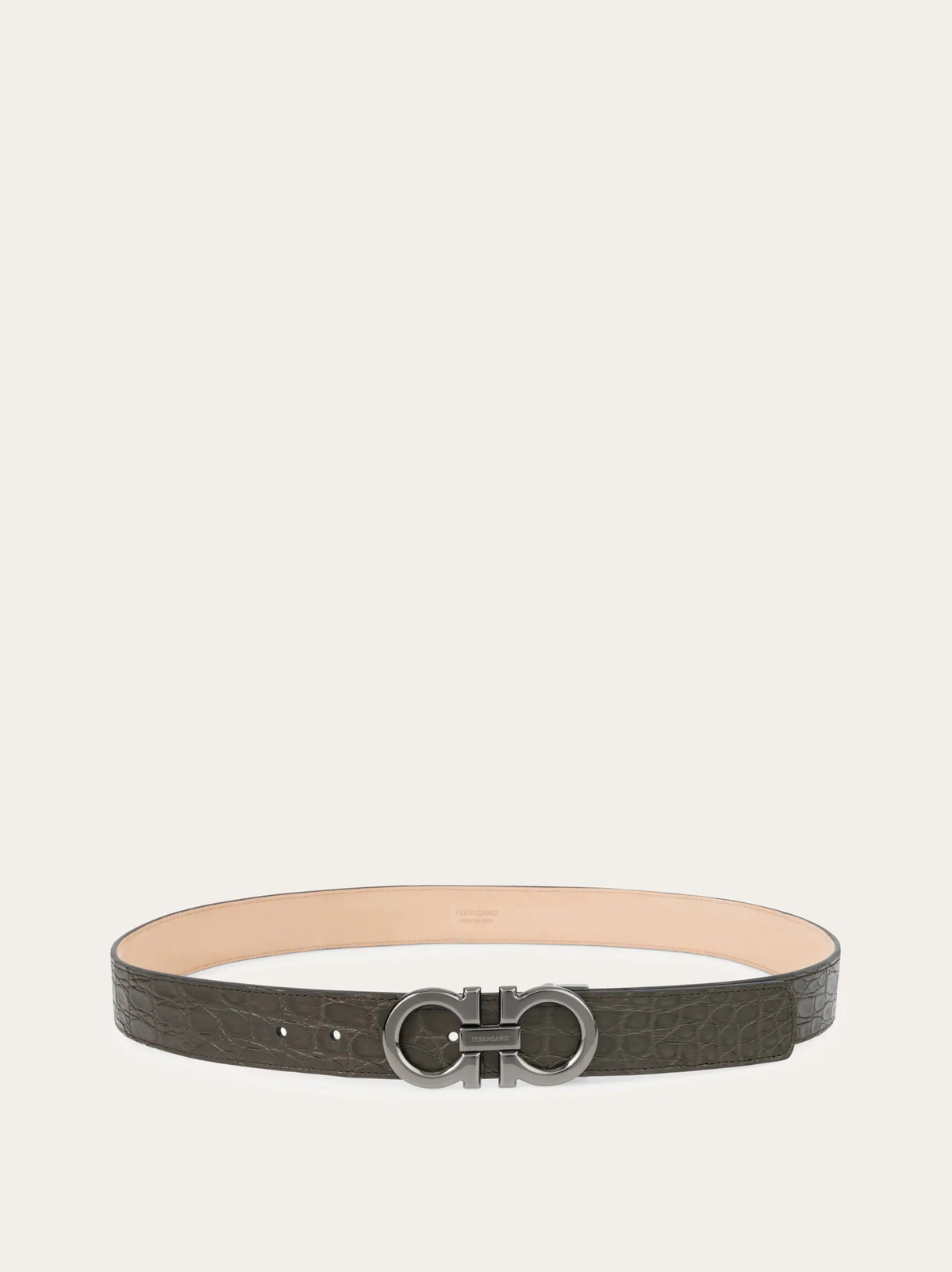 Ferragamo Mens Adjustable Gancini belt in Green