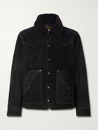 RRL - Shearling-Trimmed Suede Jacket - Black