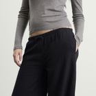 TALA Women's Soft Linen Drawstring Trousers in Shadow Black