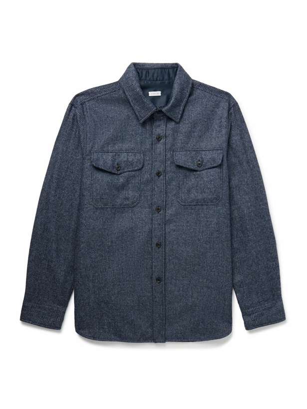 Photo: Caruso - Puppytooth Wool-Blend Overshirt - Blue