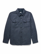 Caruso - Puppytooth Wool-Blend Overshirt - Blue