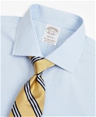 Brooks Brothers Men's Stretch Soho Extra-Slim-Fit Dress Shirt, Non-Iron Poplin English Collar Fine Stripe | Light Blue
