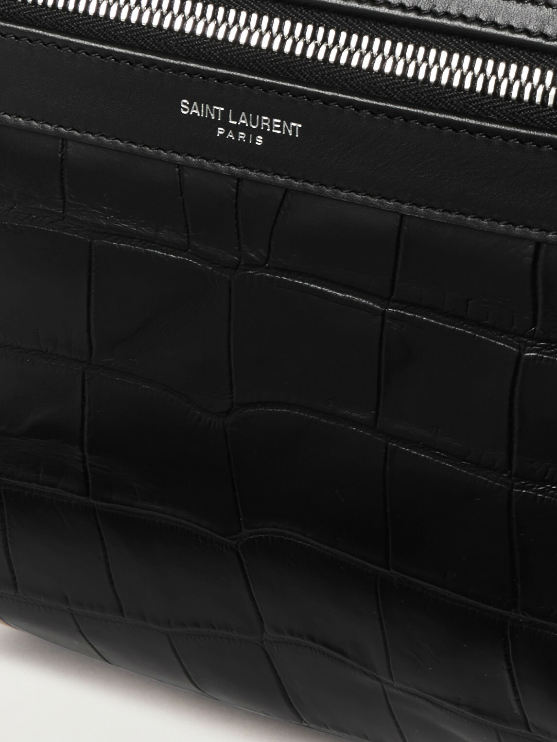 SAINT LAURENT - City Croc-Effect Glossed-Leather Backpack