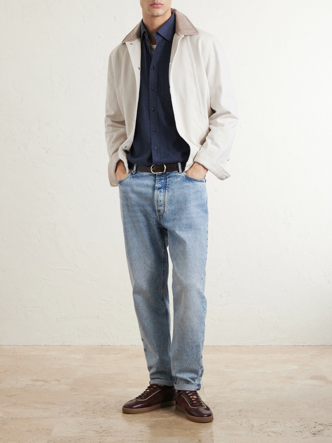 SEASE - Cotton-Flannel Shirt - Blue