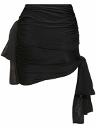 BLUMARINE - Draped Jersey Mini Skirt W/bows