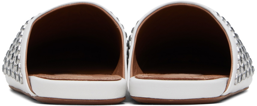 ALAÏA White Strass Lambskin Mules