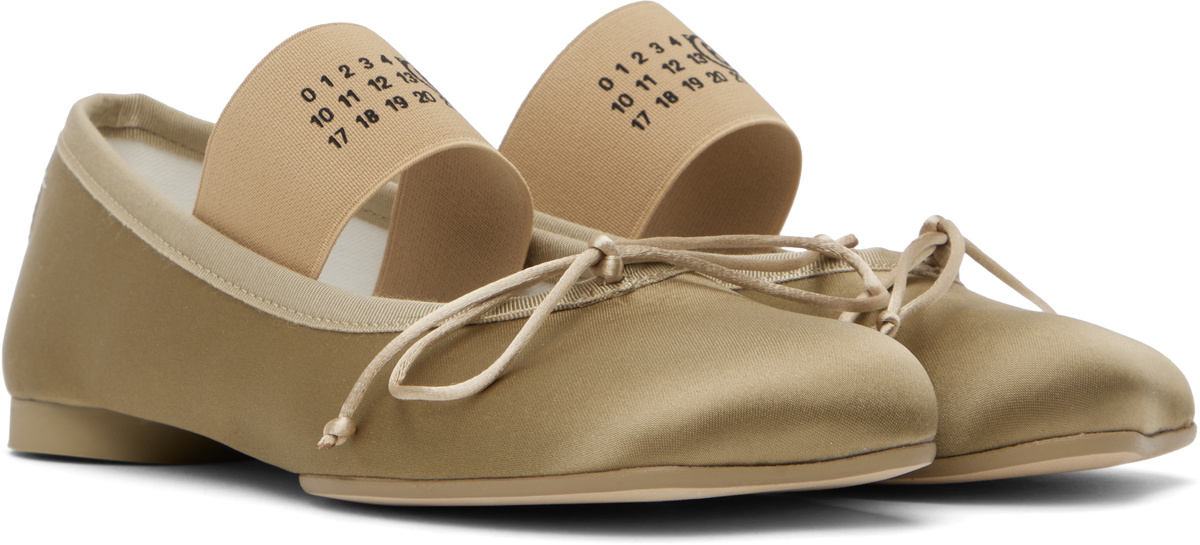 MM6 Maison Margiela Khaki Satin Anatomic Logo Ballerina MM6 Maison Margiela Khaki Satin Anatomic Logo Ballerina