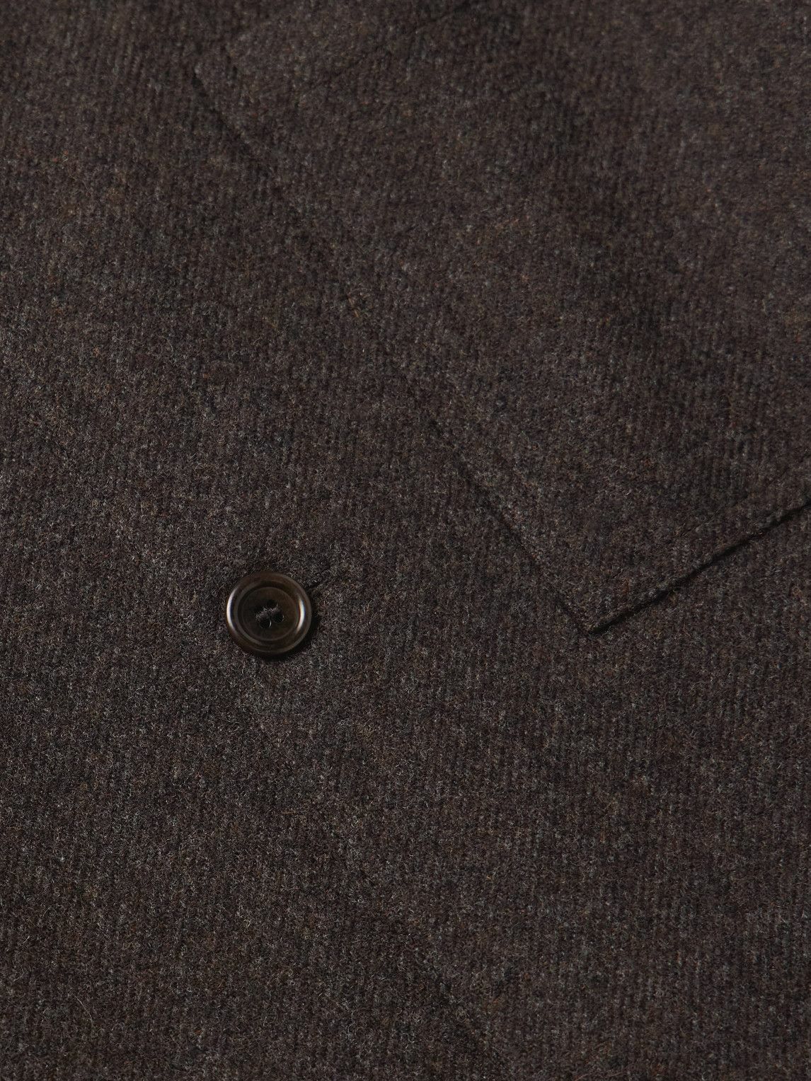 Amomento - Camp-Collar Wool-Flannel Shirt - Brown