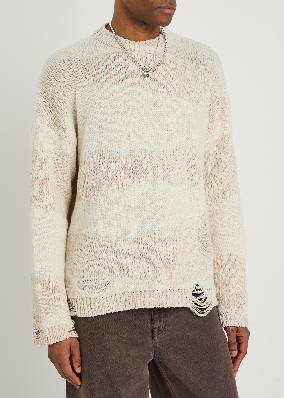 Our Legacy Popover Roundneck Striped Distressed Cotton-blend