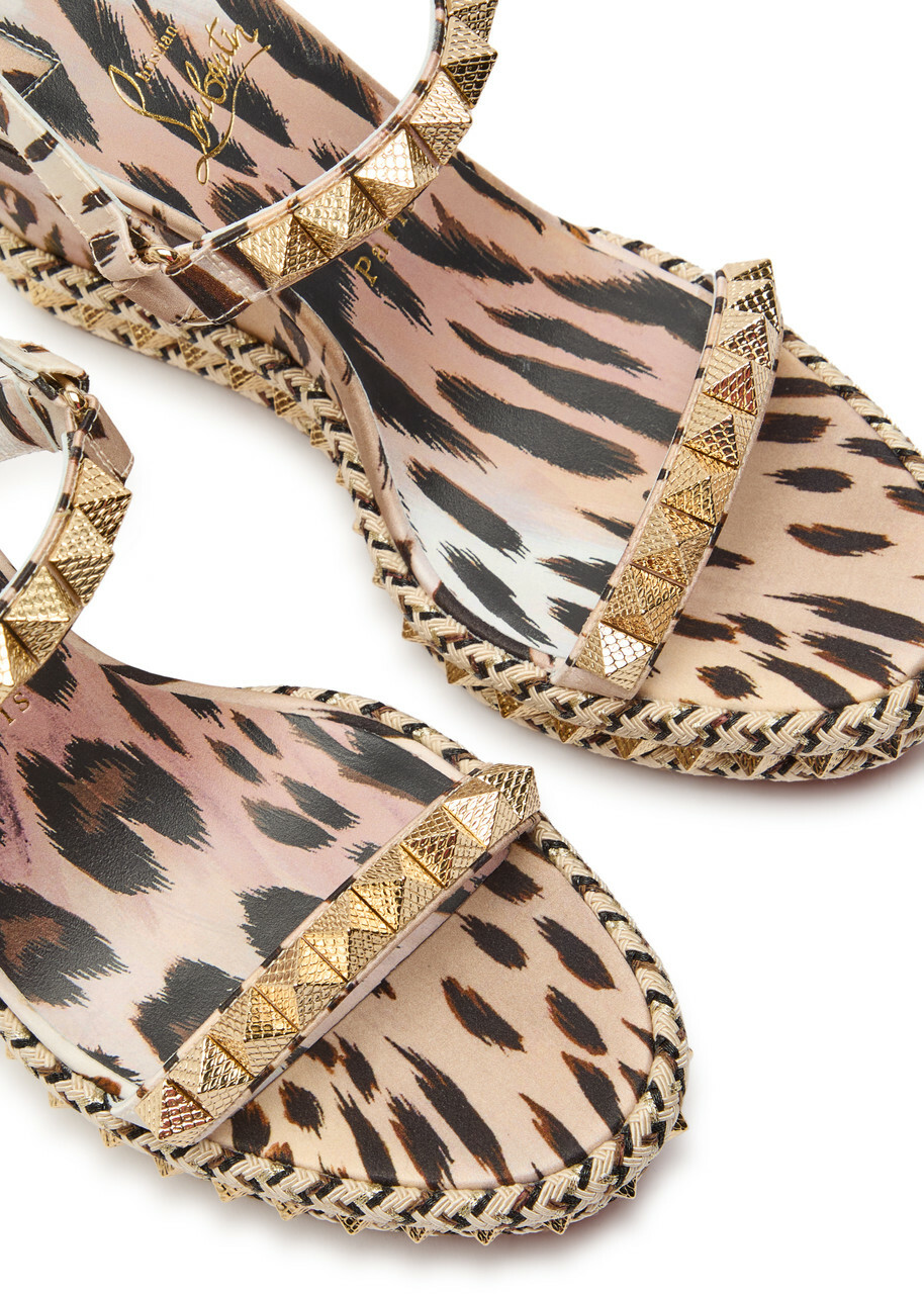 Christian Louboutin Pyraclou 110 Satin Wedge Espadrilles Pink