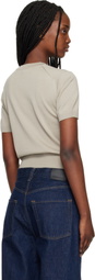 Maison Kitsuné Taupe Baby Fox Fine Merino Short Sleeve Cardigan