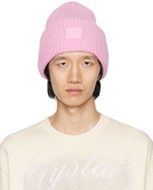 Acne Studios Pink Large Logo Beanie