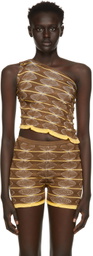 Gimaguas SSENSE Exclusive Brown & Yellow One-Shoulder Tank Top