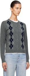 &Daughter Gray Una Argyle Crewneck Cardigan