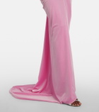 Alex Perry Ruched velvet bustier gown