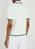Casablanca Logo-appliquéd Bouclé Polo Shirt White