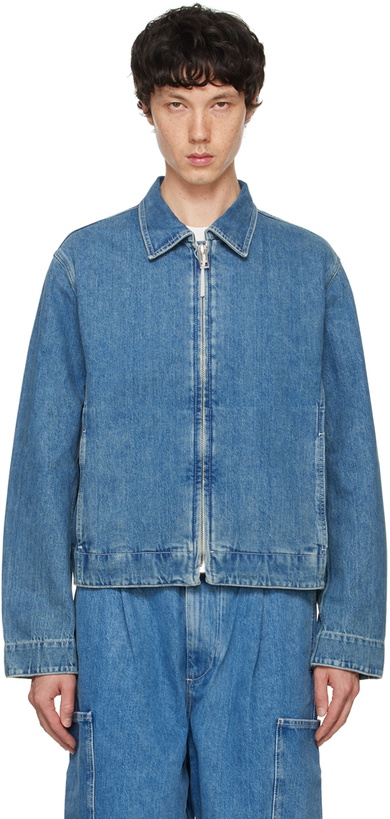 Photo: SUNNEI Blue Faded Denim Bomber Jacket