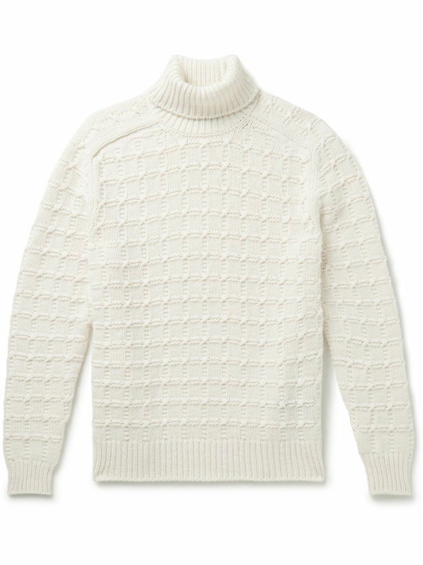 Photo: Zegna - Cable-Knit Cashmere Rollneck Sweater - Neutrals