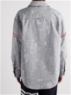 Thom Browne - Grosgrain-Trimmed Printed Cotton-Canvas Shirt Jacket - Gray