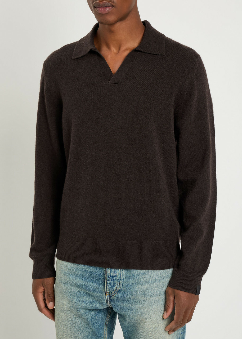 Rag & Bone Cashmere Polo Jumper Dark Brown