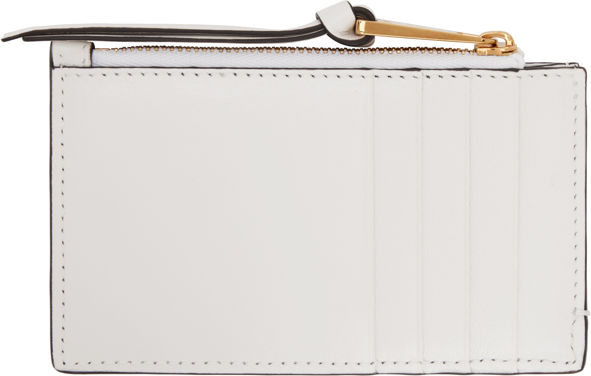 Versace White 'Versace' Tag Zip Card Holder