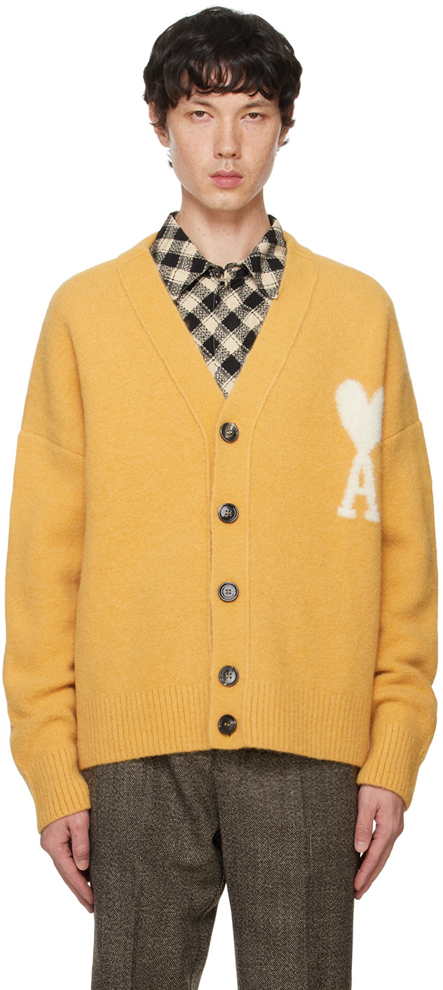 AMI Paris Yellow Ami De Cœur Cardigan