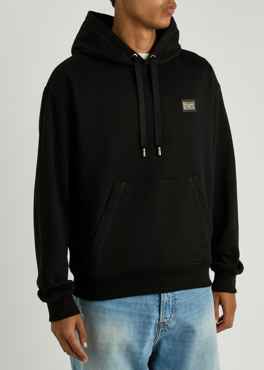 Dolce & Gabbana Logo Hooded Cotton Sweatshirt Black
