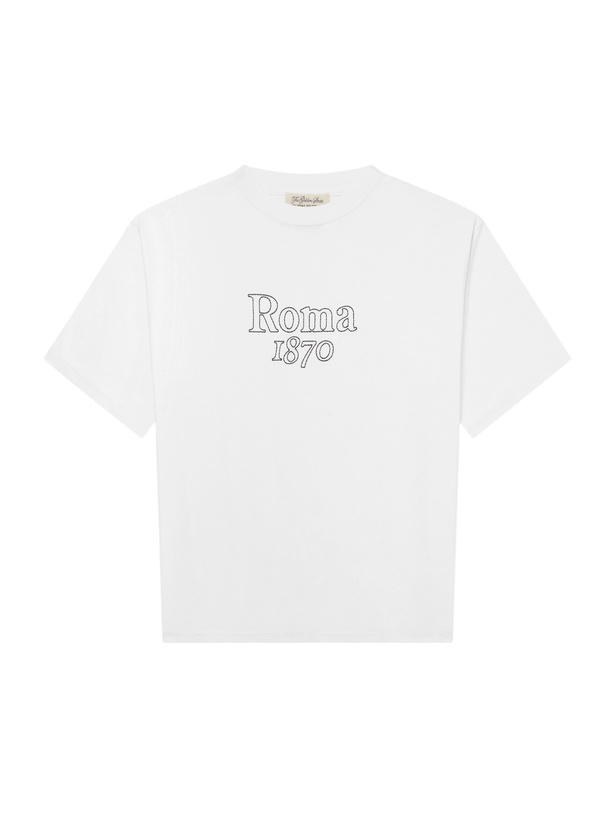 Photo: Remi Relief - Roma 1870 Embroidered Cotton-Jersey T-Shirt - Neutrals
