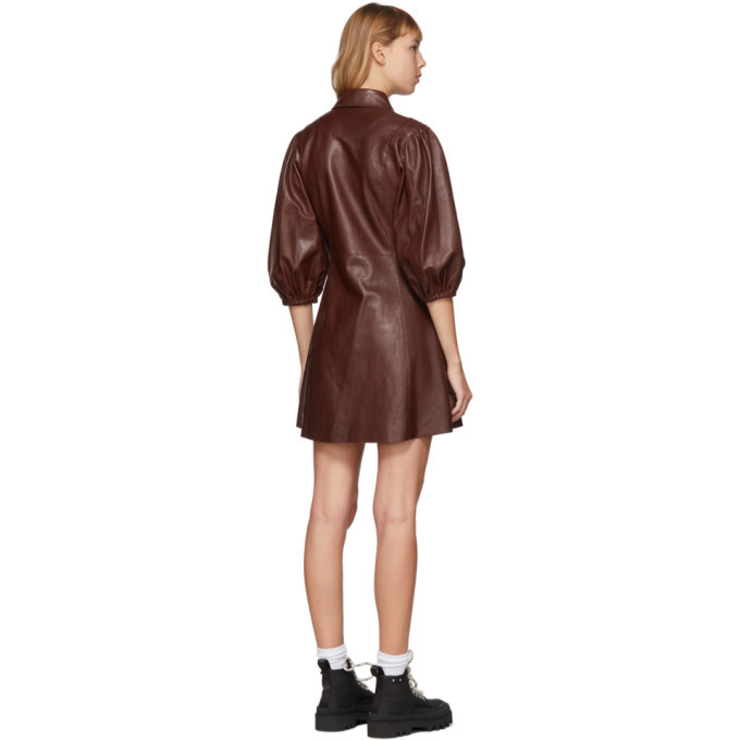 GANNI Brown Leather Short Dress GANNI GANNI Brown Leather Short Dress GANNI