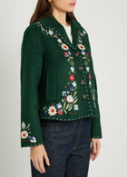 Rixo Jude Floral-embroidered Wool-blend Jacket Multicoloured