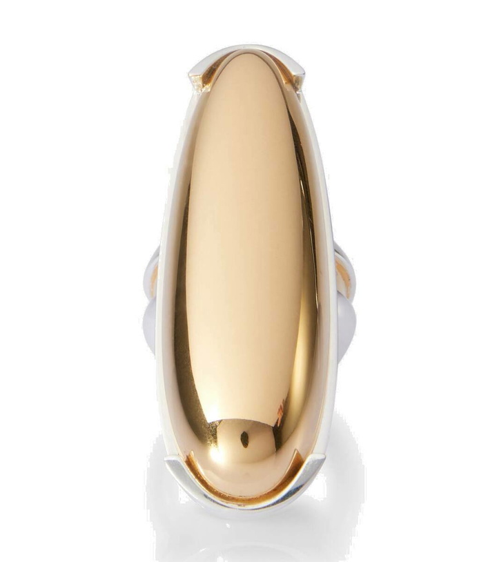 Photo: Bottega Veneta Ellipse Large 18k gold-plated sterling silver ring