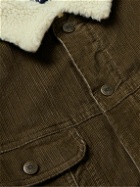 Faherty - Fleece-Lined Stretch Organic Cotton-Corduroy Trucker Jacket - Brown