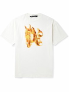 Palm Angels - Metallic Logo-Print Cotton-Jersey T-Shirt - White