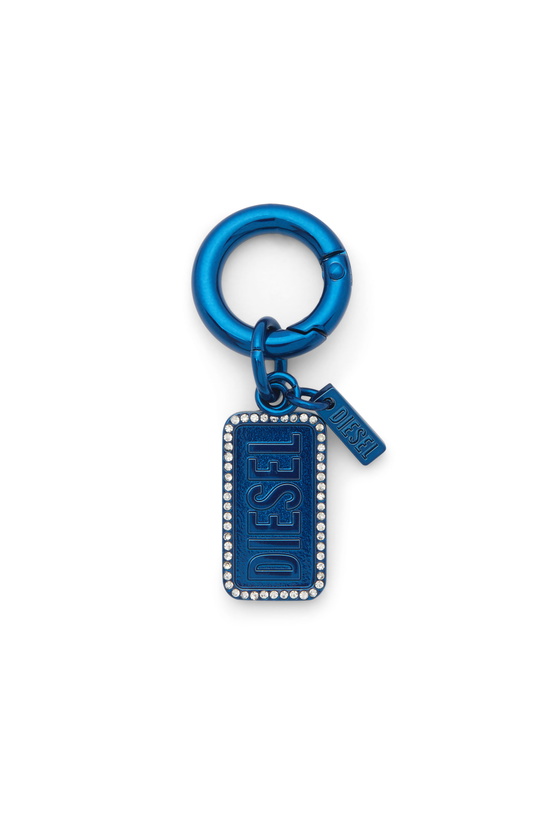 Photo: Diesel Metal keyring with Diesel logo and rhinestones - Charms and Keyrings - Unisex - Blue