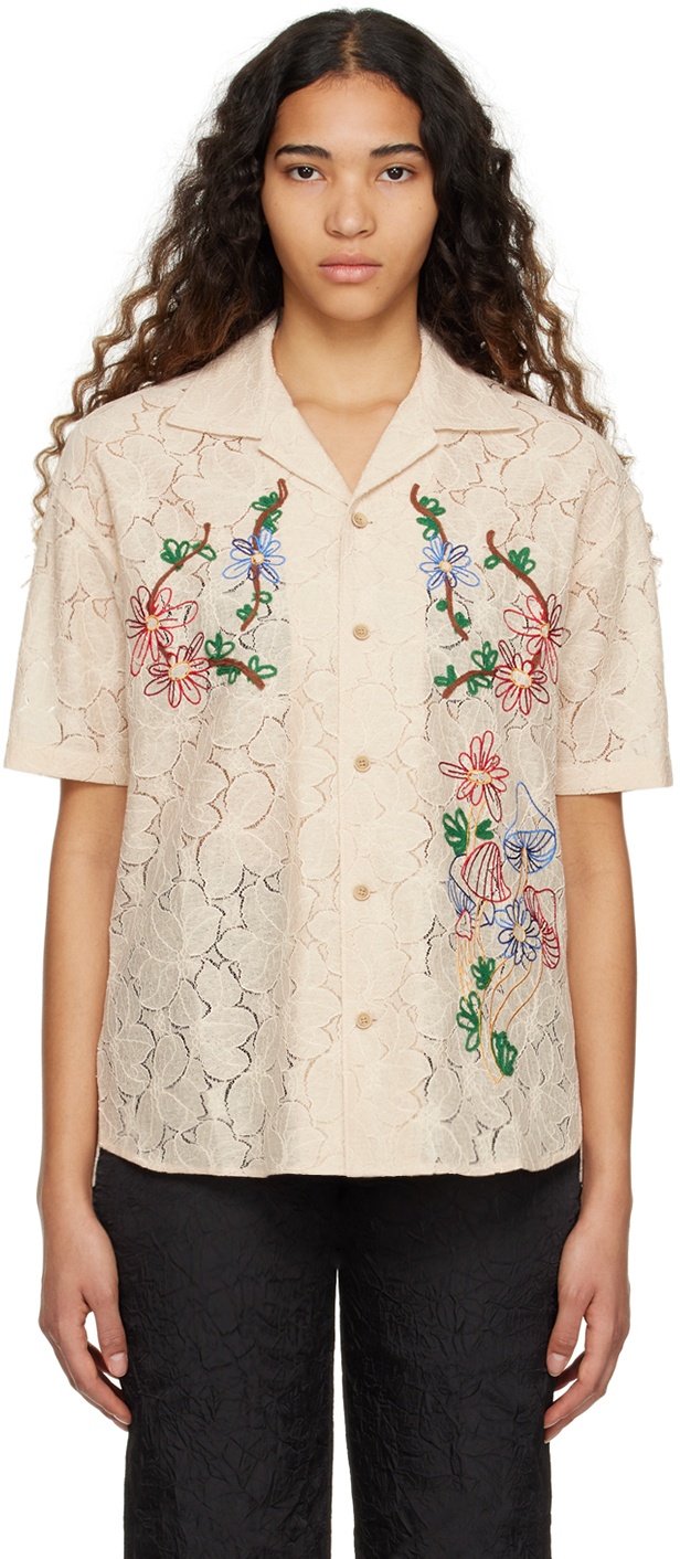 Andersson Bell Beige Flower Mushroom Embroidered Shirt Andersson Bell
