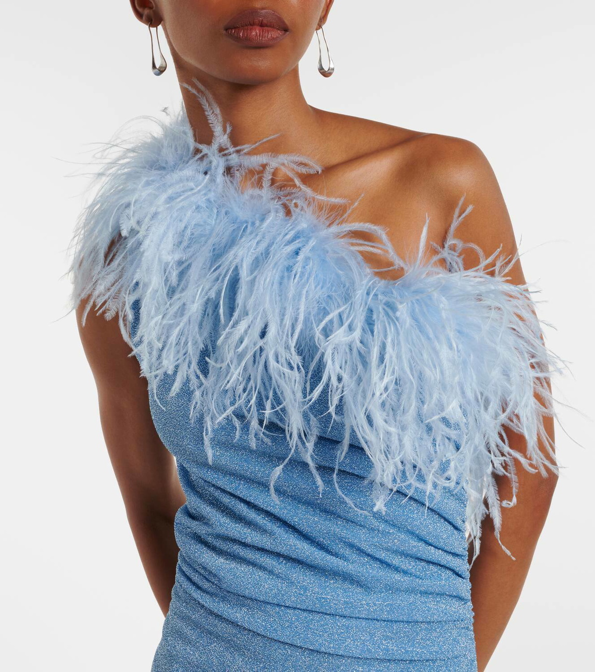 Oséree Lumière Plumage one-shoulder maxi dress