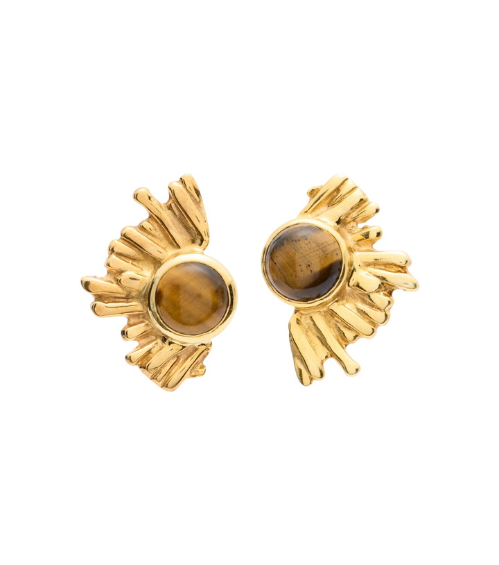 Photo: Ysso Crescent Sun 24kt gold-plated earrings