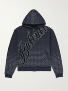Balenciaga - Oversized Logo-Appliquéd Printed Cotton-Jersey Zip-Up Hoodie - Black