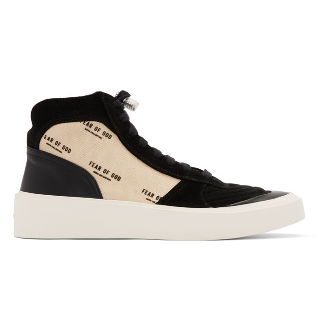 Photo: Fear of God Black and Off-White Strapless Skate Mid Sneakers