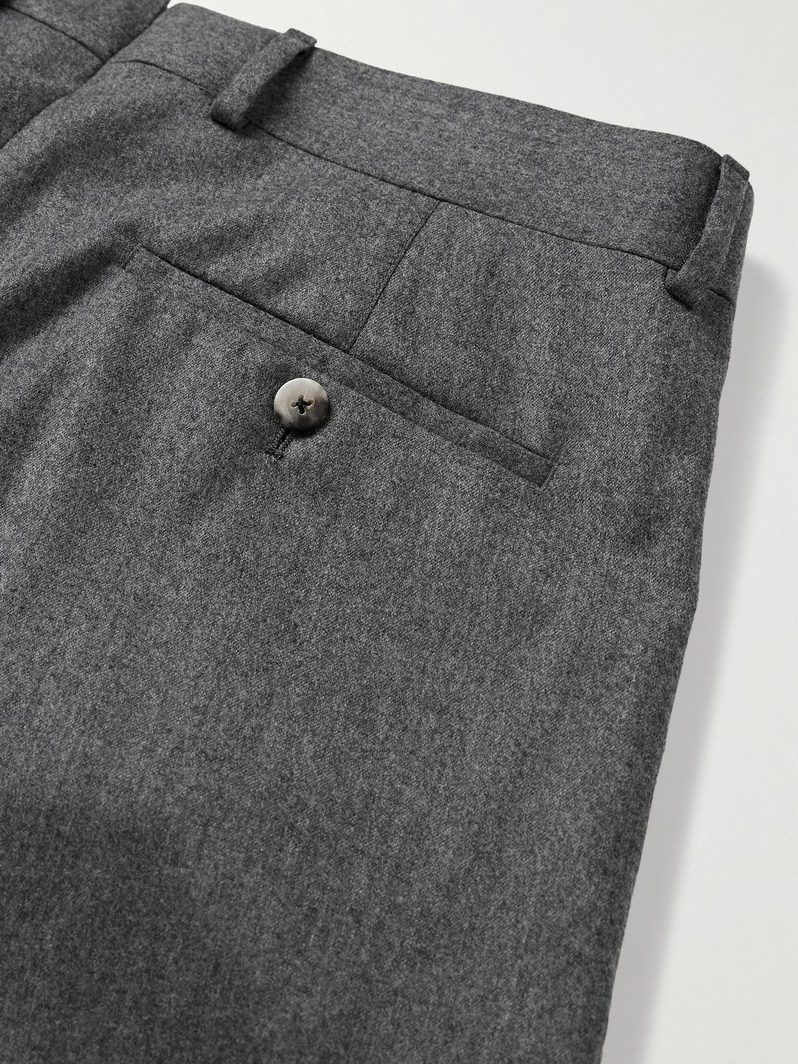 Caruso - Slim-Fit Pleated Wool Trousers - Gray