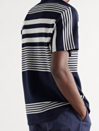 Club Monaco - Striped Honeycomb-Knit Cotton Polo Shirt - Blue