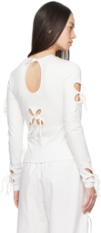 J.Kim White Cutout Long Sleeve T-Shirt