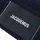 Jacquemus Men's Patch Logo Beanie in Navy