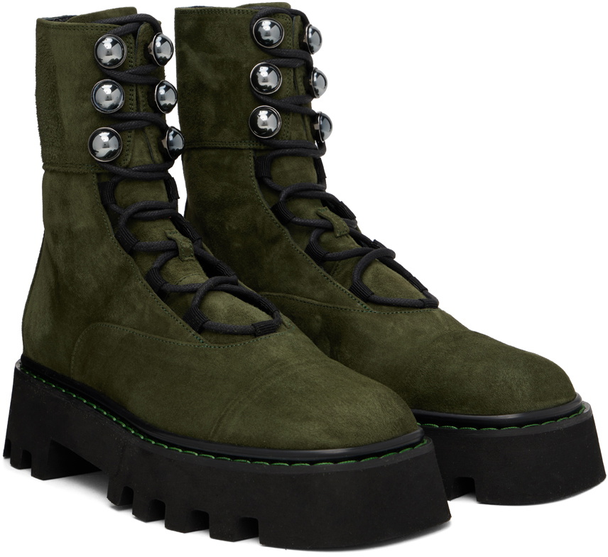 Nicholas Kirkwood Khaki Pearlogy Combat Boots Nicholas Kirkwood