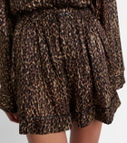 Saint Laurent Leopard-print silk shorts